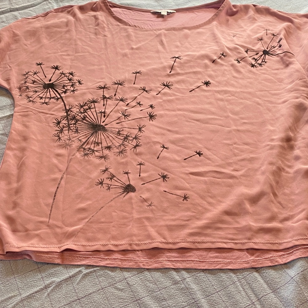 Reitmans Dusty Pink Dandelion Print Short Sleeve Tee